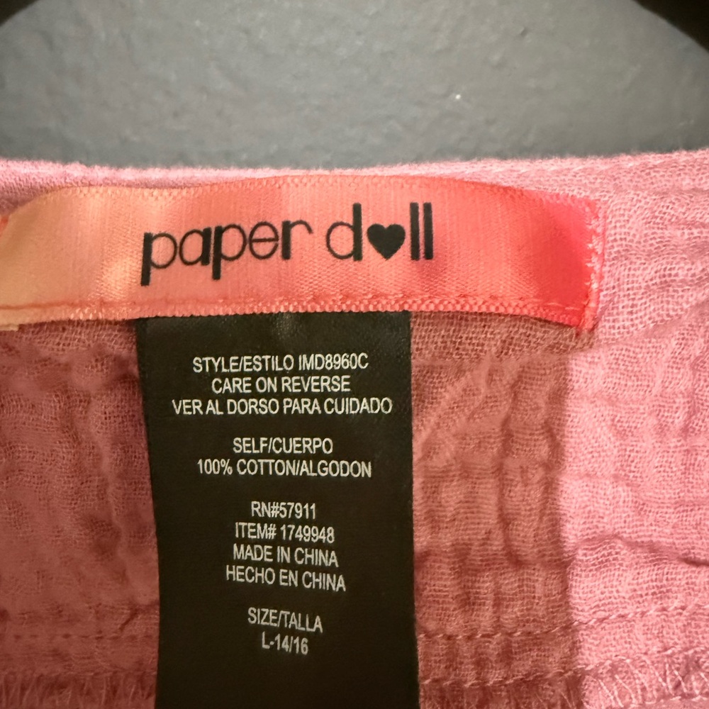 Paper Doll - Pink Button Ruffled Textured Top. - Picture 2 of 3
